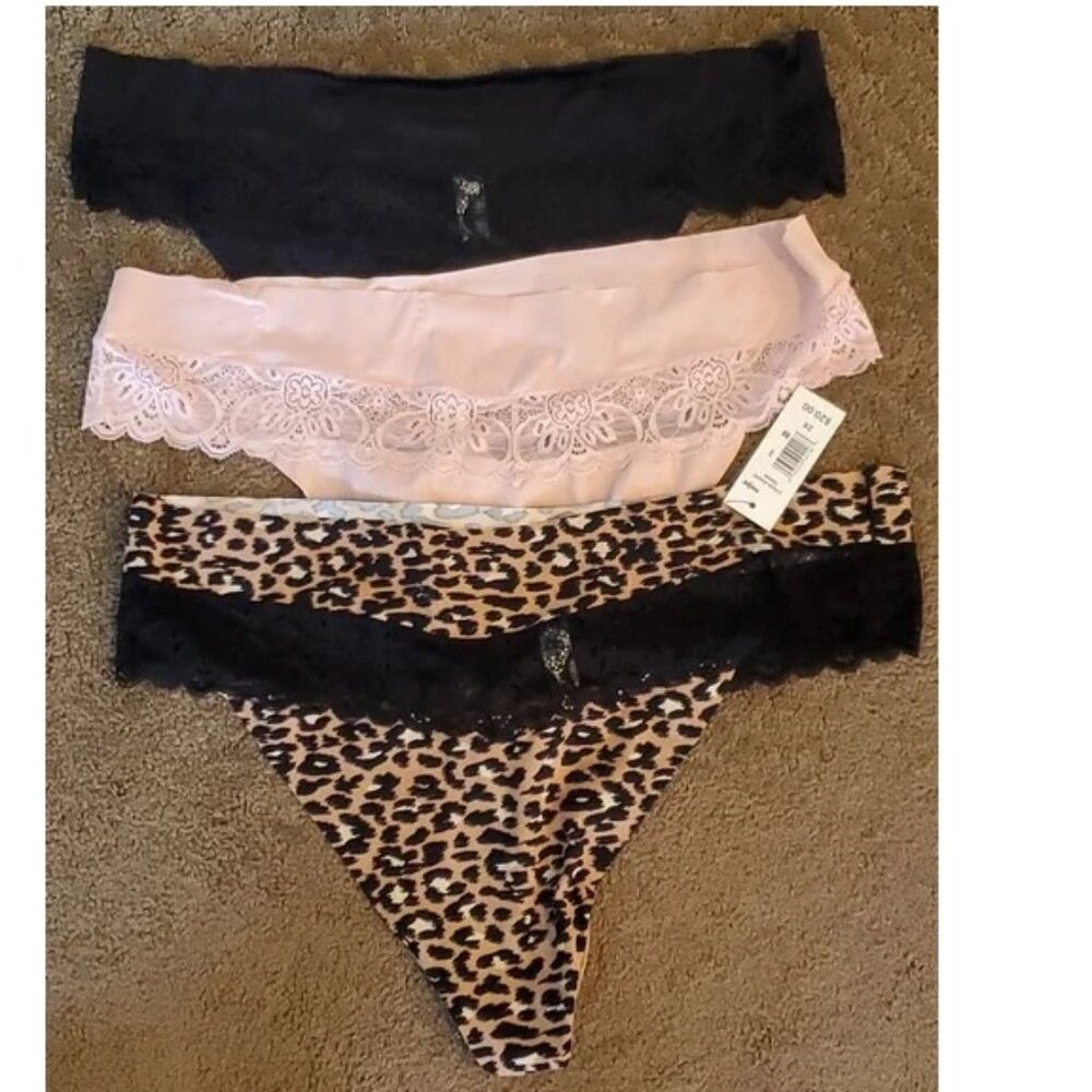 Womens Blake & Co  3 pk Lace Trimmed Thong Panties Size 2X leopard Print NWT